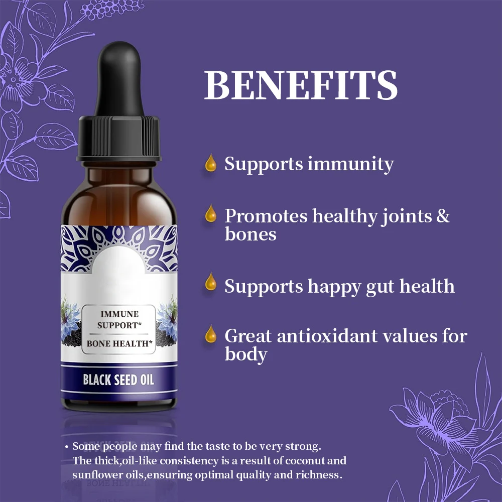 Black Seed Oil Drops with Vitamin D3 + K2 for Immune and Bone Support - 60ml 2 Black Seed Oil D3 K2 Drops Goo Zzcbyrw5 2