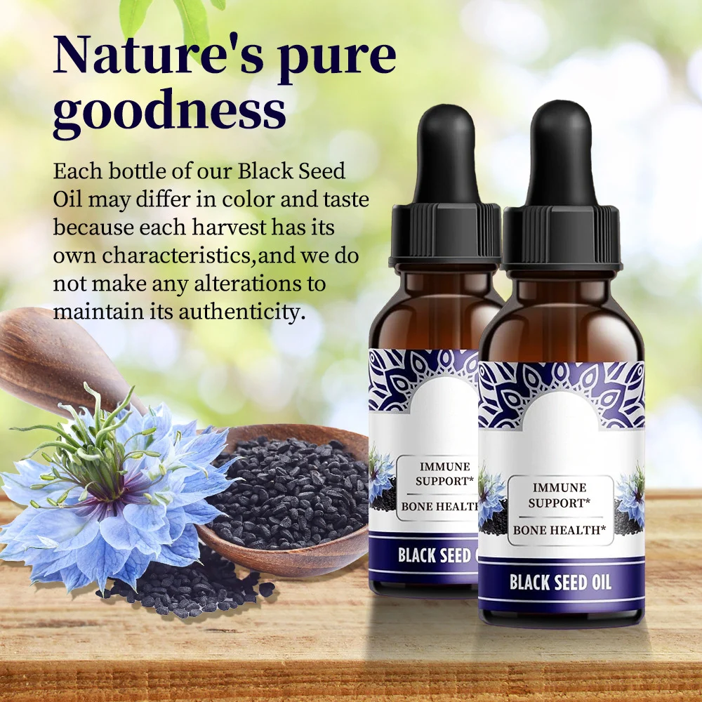 Black Seed Oil Drops with Vitamin D3 + K2 for Immune and Bone Support - 60ml 3 Black Seed Oil D3 K2 Drops Goo Zzcbyrw5 3