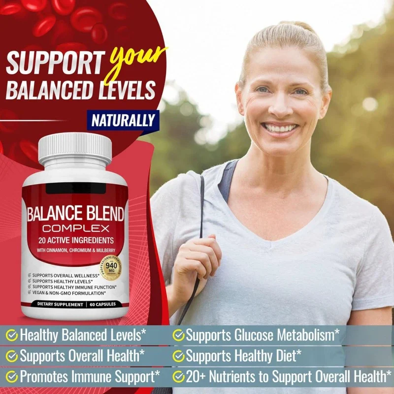 Blood Sugar Support Complex with Cinnamon Chromium & Mulberry - 940mg 60 Capsules