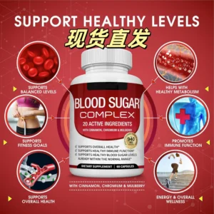 Blood Sugar Support Supplement - Healthy Glucose Metabolism Complex with Cinnamon, Chromium & Mulberry - 60 Capsules