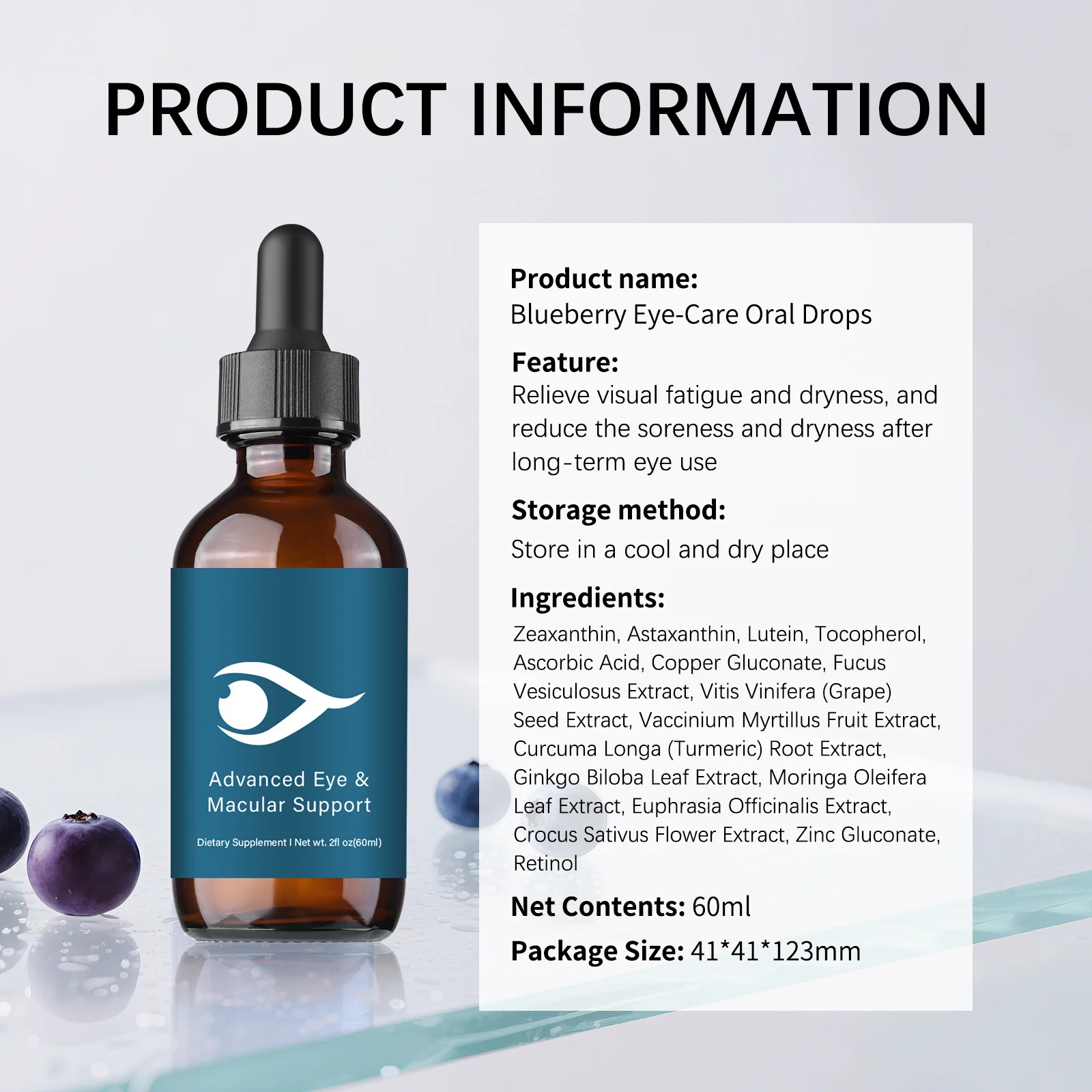 Blueberry Eye-Care Oral Drops 60ml | Advanced Macular Support & Visual Fatigue Relief 7 blueberry eye care oral drops 60ml goo fwsamz6a desc 1