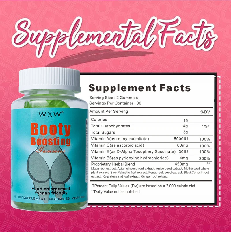 Booty Boosting Gummies for Glute Enhancement | Vegan Supplement for Curves 5 booty boosting gummies glute enhancement goo nqchcypb desc 3