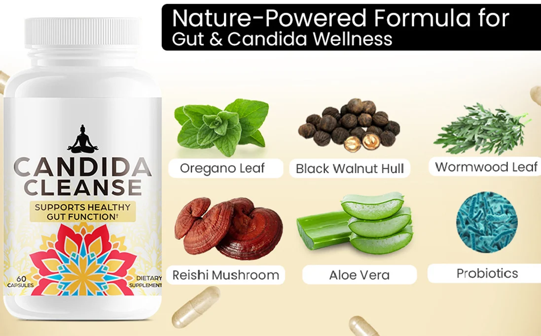 Candida Cleanse Capsules for Gut Health and Yeast Balance - 60 Count 9 candida cleanse capsules gut detox supplement goo pqdr4f4u desc 6