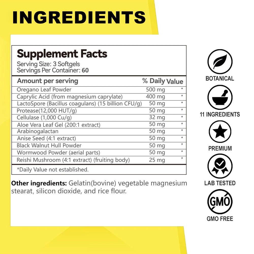 Candida Cleanse Supplement for Yeast Balance and Gut Health - 11-in-1 Formula with Probiotics & Caprylic Acid - 180 Softgels 5 candida cleanse yeast balance softgels goo th9qbbbc desc 2