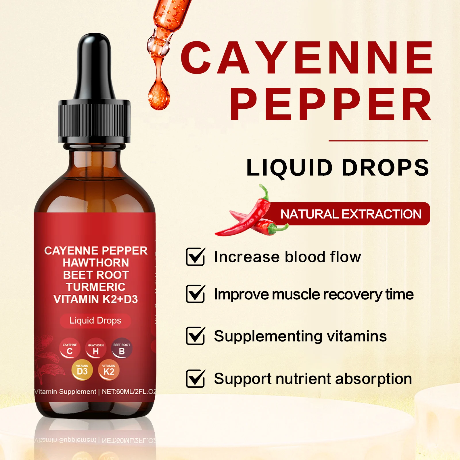 Cayenne Pepper Body Drops 60ml All-In-One Liquid Supplement for Energy & Recovery 10 cayenne pepper body drops 60ml liquid supplement goo dnwvh8mn desc 5