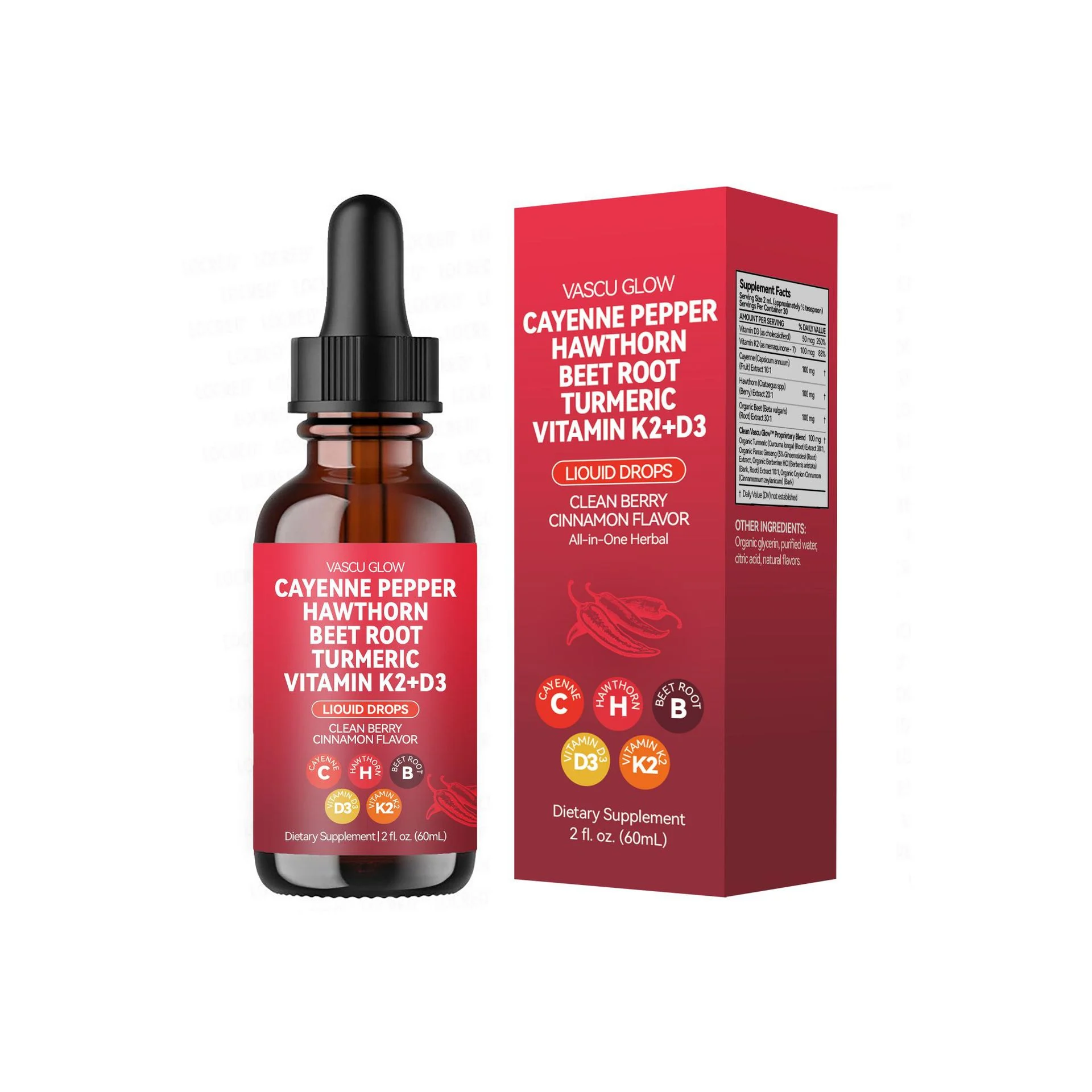 Beetroot Drops Supplement for Heart Health & Circulation Support with Hawthorn and Vitamin D3 K2 - 60ml 5 cayenne pepper hawthorn beetroot drops goo uh3c89cf desc 1