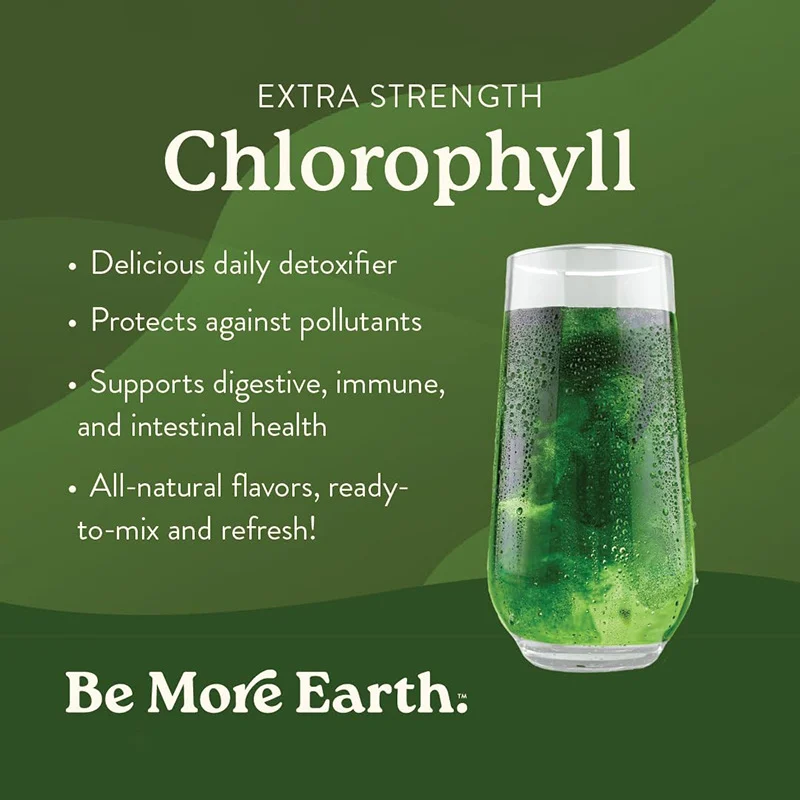 Extra Strength Chlorophyll Powder Dietary Supplement in Lime Twist flavor with 30 convenient stick packs for daily detox