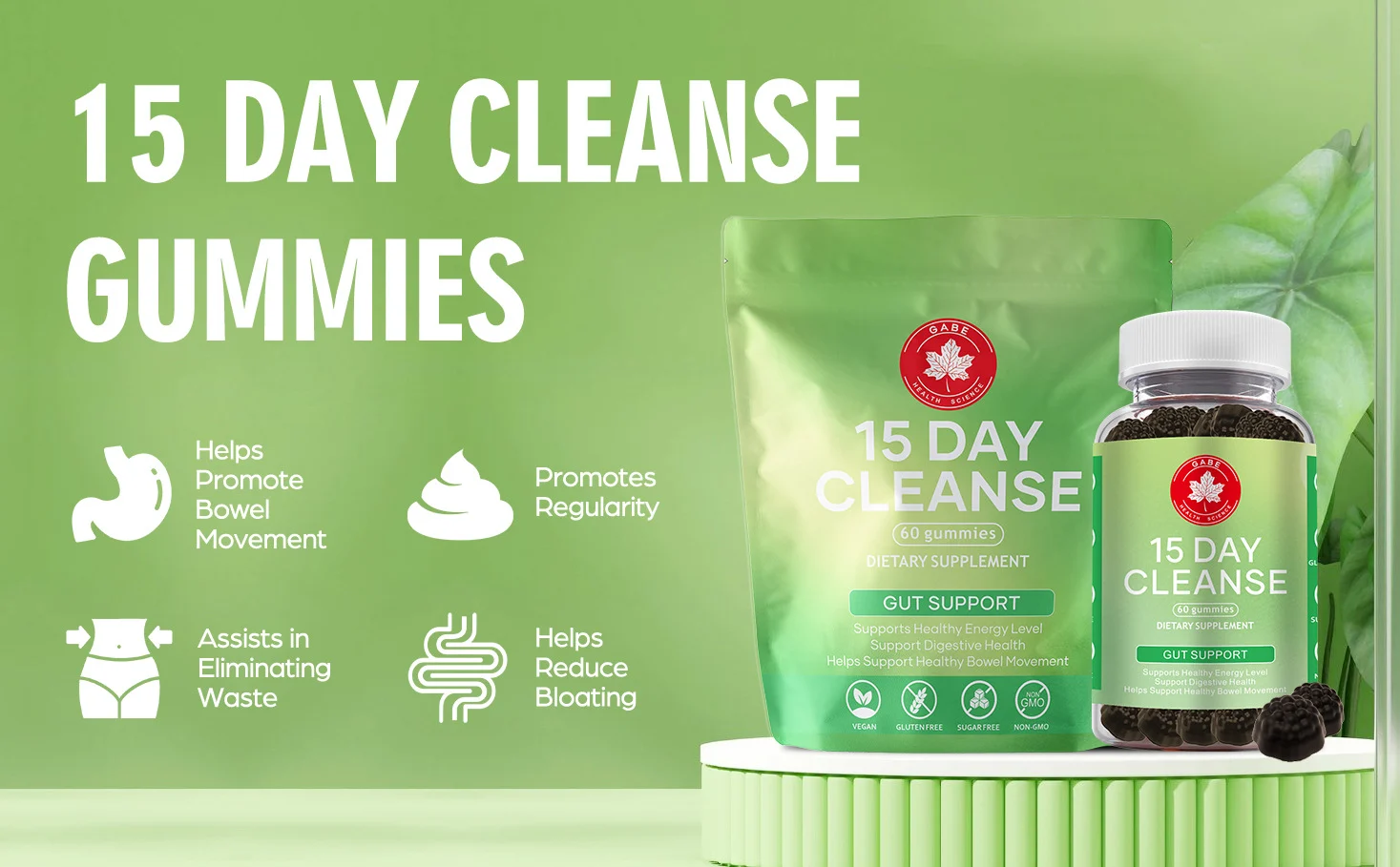 Cleanse Gummies for 15-Day Gut Detox and Digestive Health Support, 60 Count Vegan Sugar-Free Supplements 7 cleanse gummies 15 day gut detox goo h2ynha2j desc 2