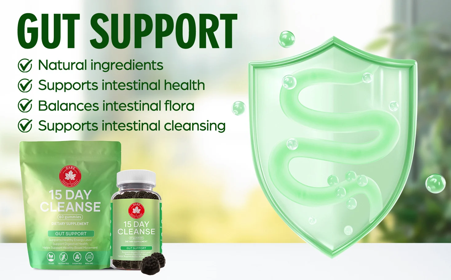 Cleanse Gummies for 15-Day Gut Detox and Digestive Health Support, 60 Count Vegan Sugar-Free Supplements 8 cleanse gummies 15 day gut detox goo h2ynha2j desc 3