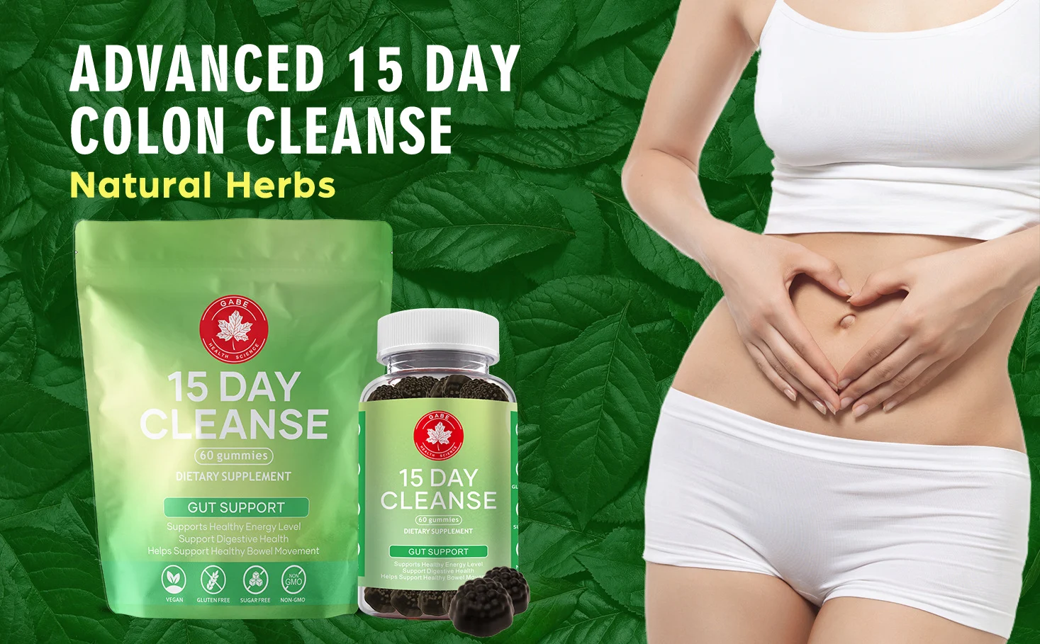 Cleanse Gummies for 15-Day Gut Detox and Digestive Health Support, 60 Count Vegan Sugar-Free Supplements 9 cleanse gummies 15 day gut detox goo h2ynha2j desc 4