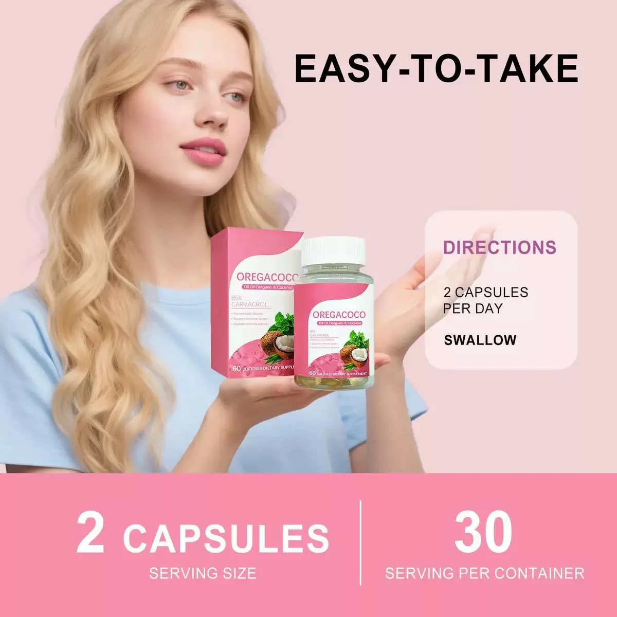 Coconut Oil Softgels 60 Count Dietary Supplement for Digestive & Immune Support 6 coconut oil soft capsules digestive immune support goo yjcf4d5a desc 1