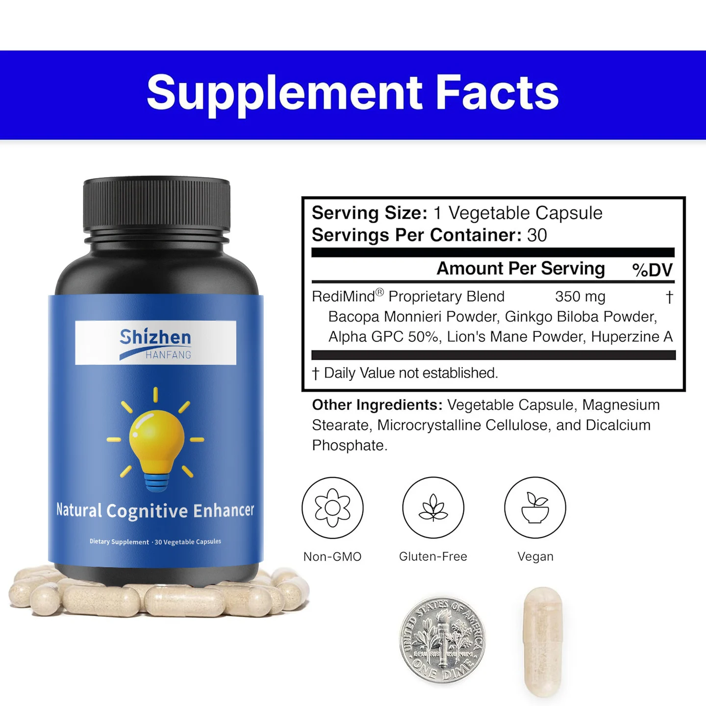 Cognitive Enhancement Supplements Brain Booster Nootropic 30 Capsules