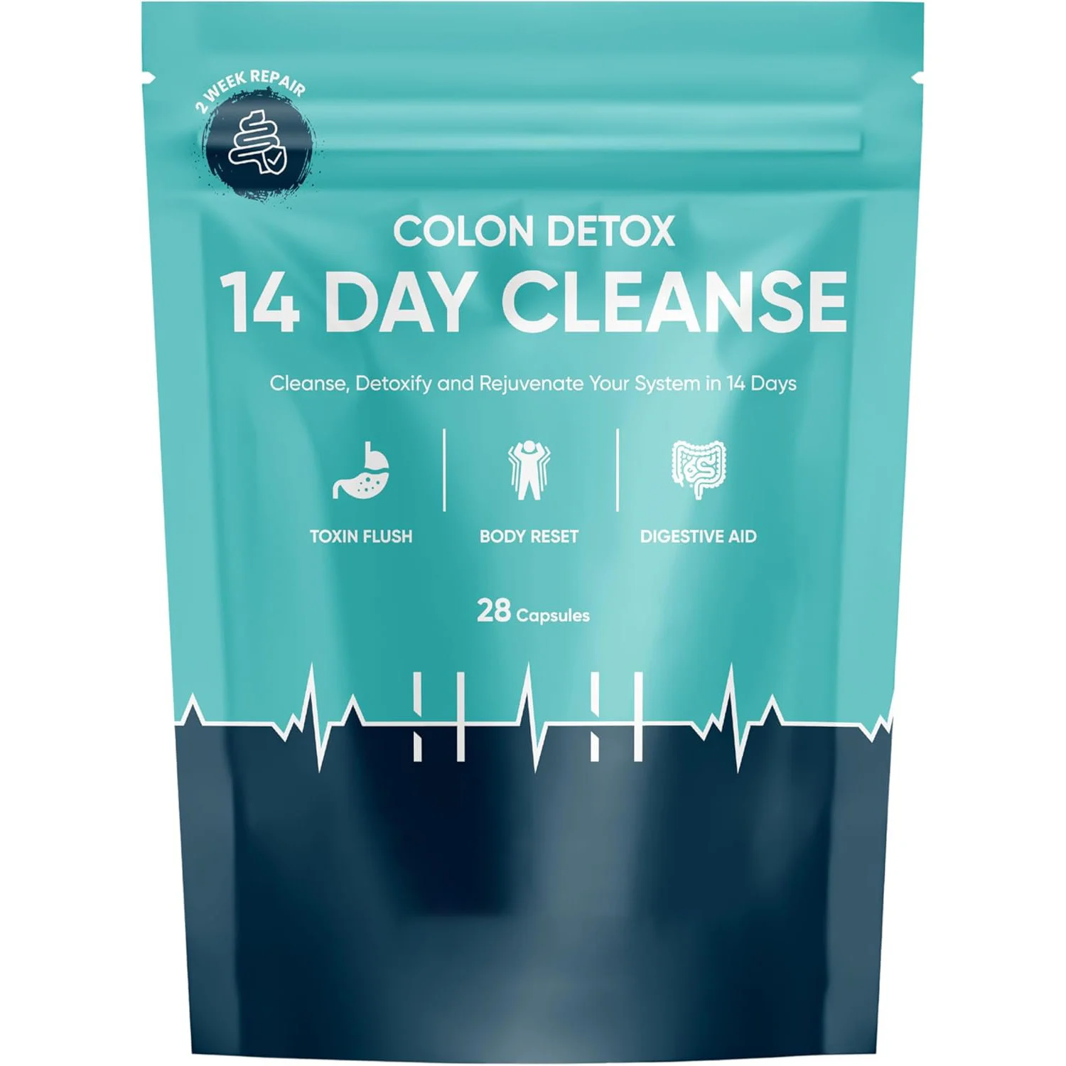 Colon Cleanse Rapid 14-Day Detox Capsules for Digestive Support (28 Count)