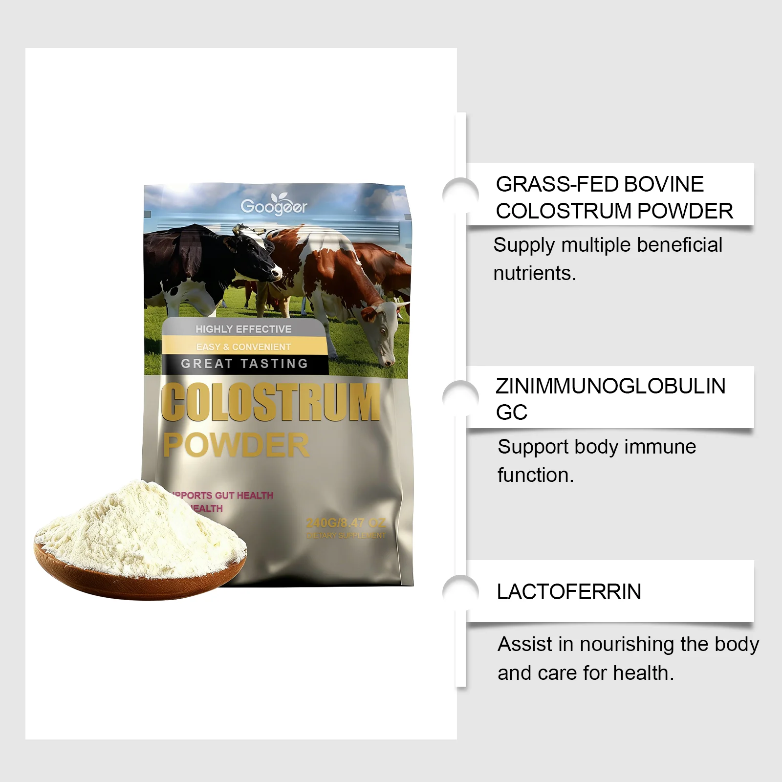 Colostrum Powder Supplement 240g for Immune Support and Gut Health 14 colostrum powder supplement 240g goo 99hana64 desc 8