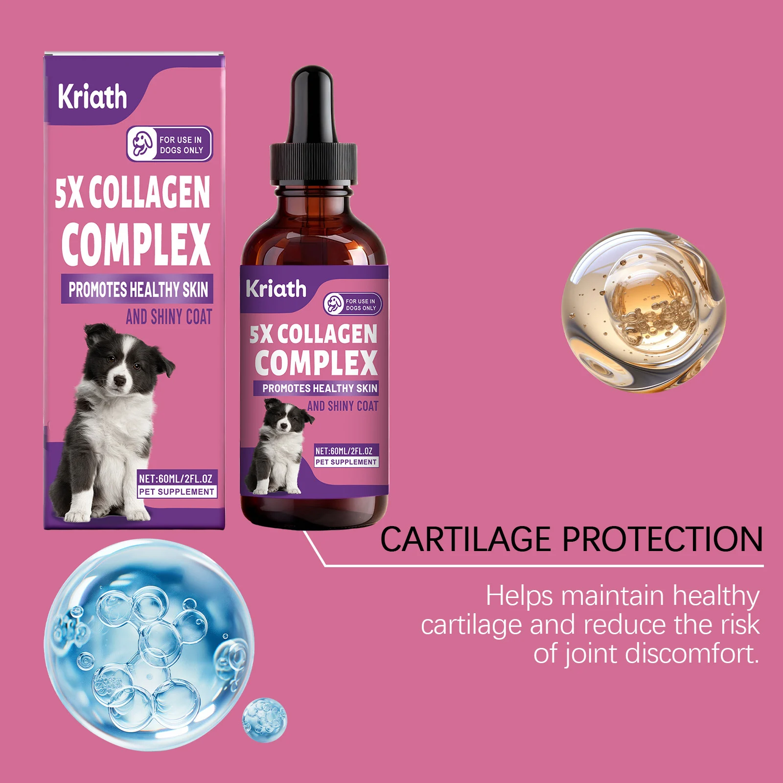Kriath Dog Collagen Drops for Joint Care, Healthy Skin & Shiny Coat 15 dog collagen liquid drops goo u2d6ddyj desc 10