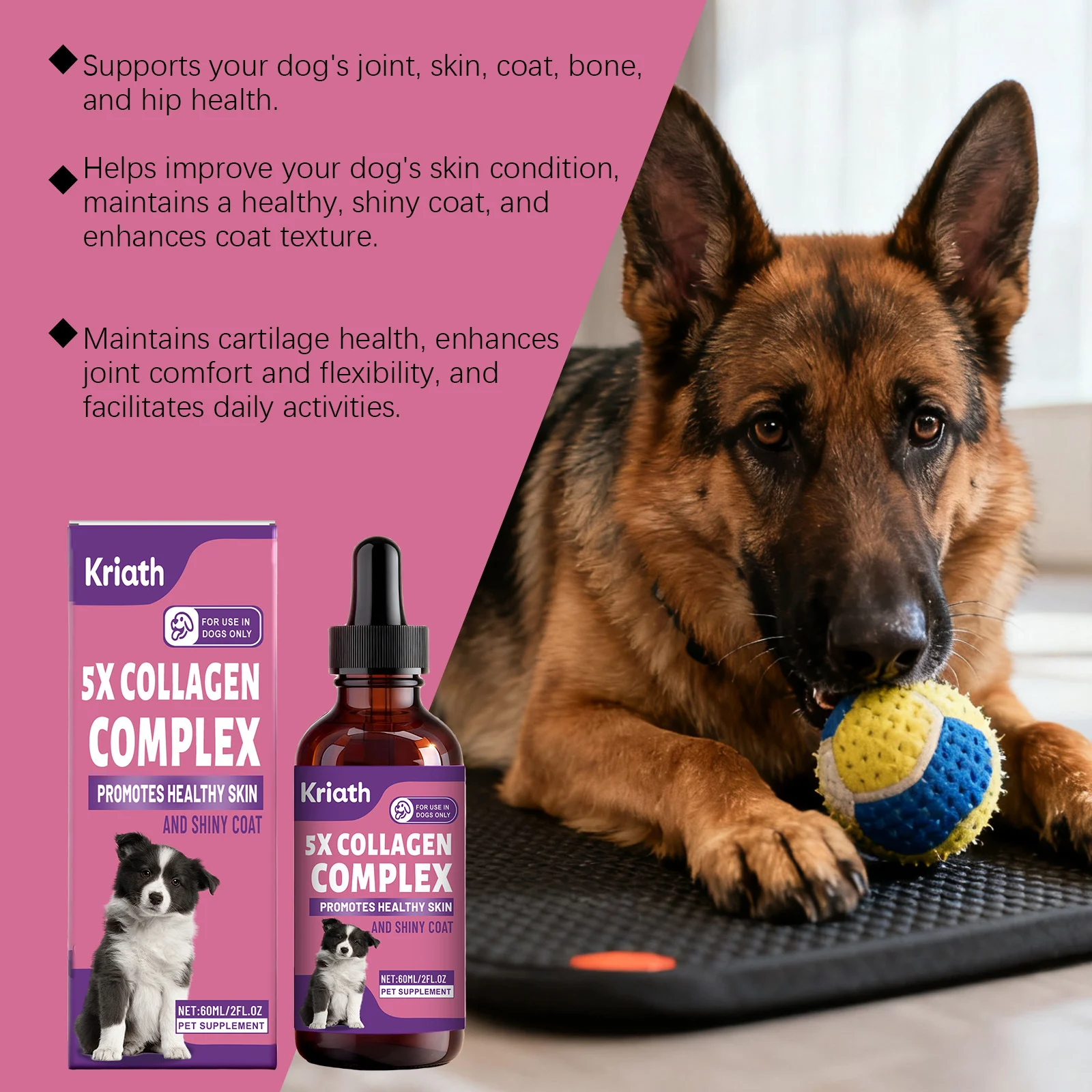 Kriath Dog Collagen Drops for Joint Care, Healthy Skin & Shiny Coat 17 dog collagen liquid drops goo u2d6ddyj desc 12