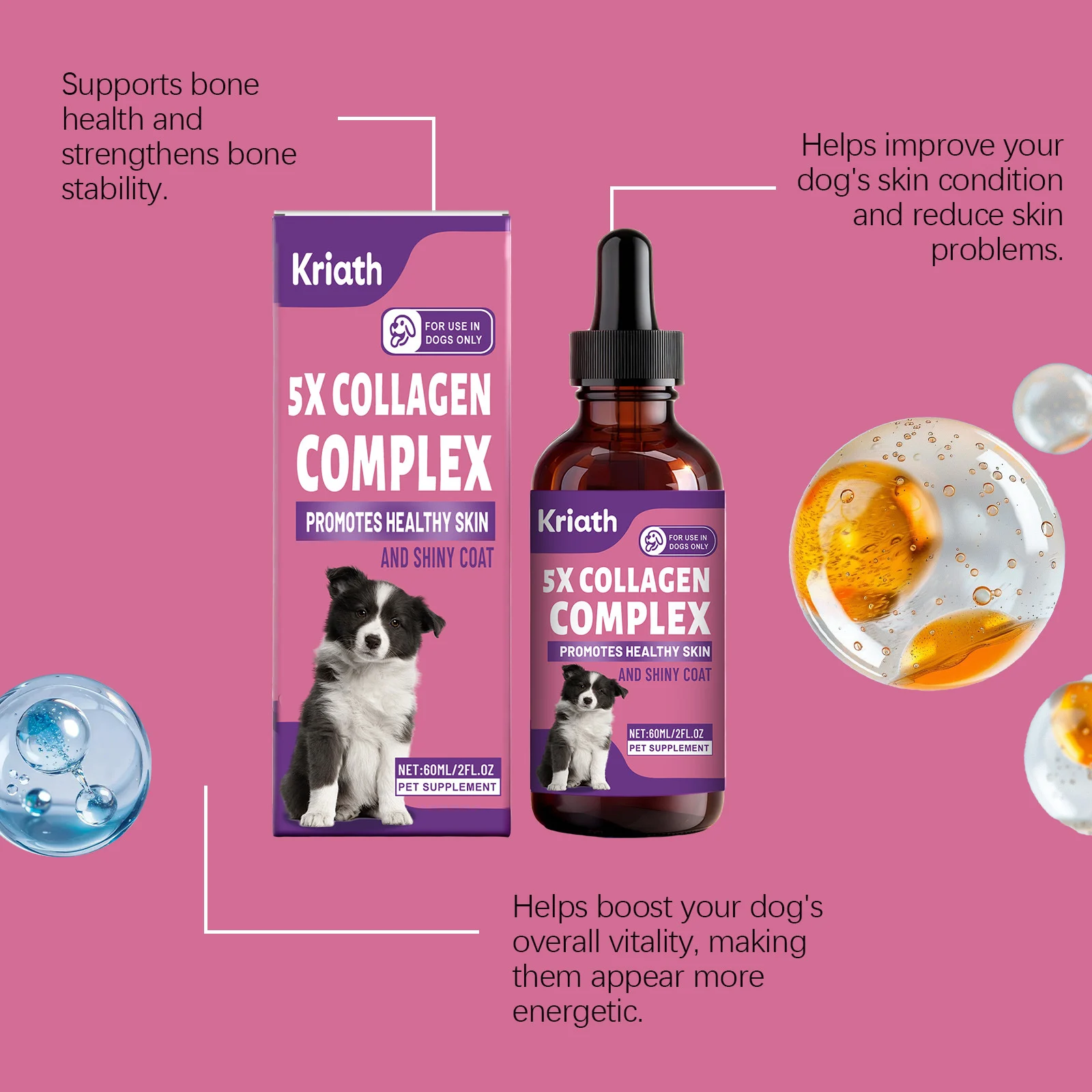 Kriath Dog Collagen Drops for Joint Care, Healthy Skin & Shiny Coat 14 dog collagen liquid drops goo u2d6ddyj desc 9