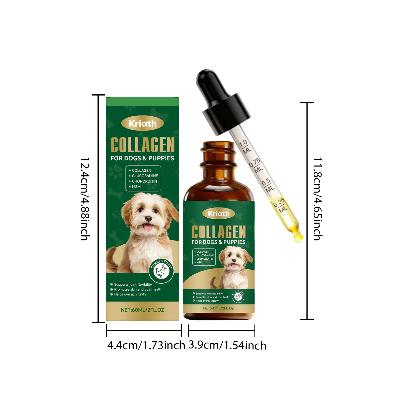 Kriath Collagen Drops for Dogs with Glucosamine & Chondroitin | Joint & Skin Health 6 dog collagen liquid drops goo us99nydj desc 1