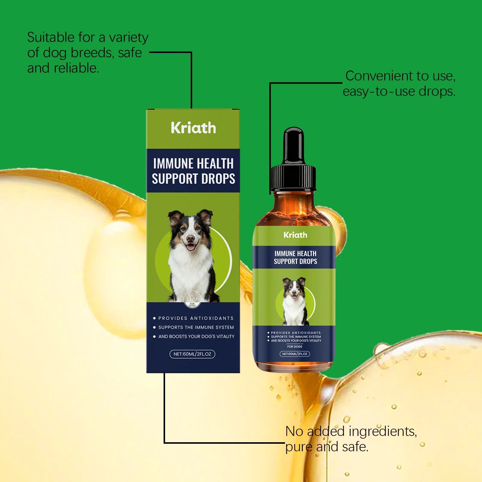 Kriath Immune Health Support Drops for Dogs with Olive Leaf & Echinacea Extract 13 dog immune health support drops goo v9h44bet desc 9