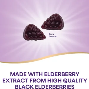 Elderberry Gummies for Immune Support with Vitamin C, Zinc, and Vitamin D3 - 60 Count