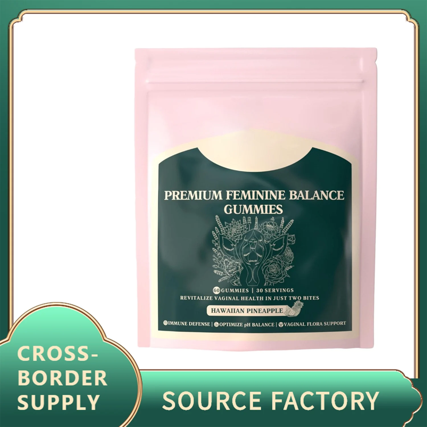 Feminine Balance Gummies for Vaginal & Gut Health, Vegan, 60 Gummies