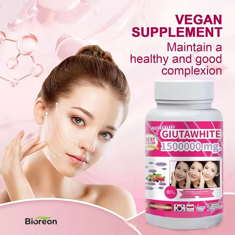 Glutathione Whitening Capsules for Skin Lightening and Anti-Aging - 1,500,000mg Supreme Gluta White with Collagen & Vitamin C