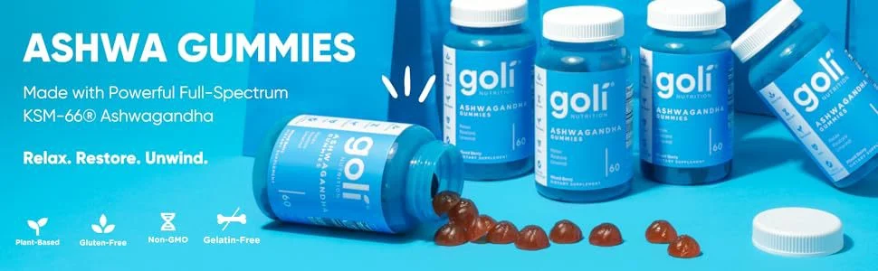 Ashwagandha Gummies with Vitamin D KSM-66 for Stress Relief and Relaxation 60 Count 19 goli ashwagandha vitamin d ksm66 gummies goo s7c3cfh6 desc 14