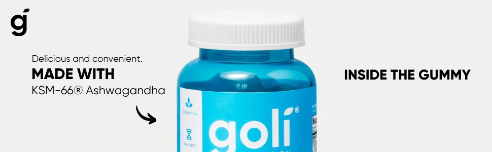 Ashwagandha Gummies with Vitamin D KSM-66 for Stress Relief and Relaxation 60 Count 20 goli ashwagandha vitamin d ksm66 gummies goo s7c3cfh6 desc 15