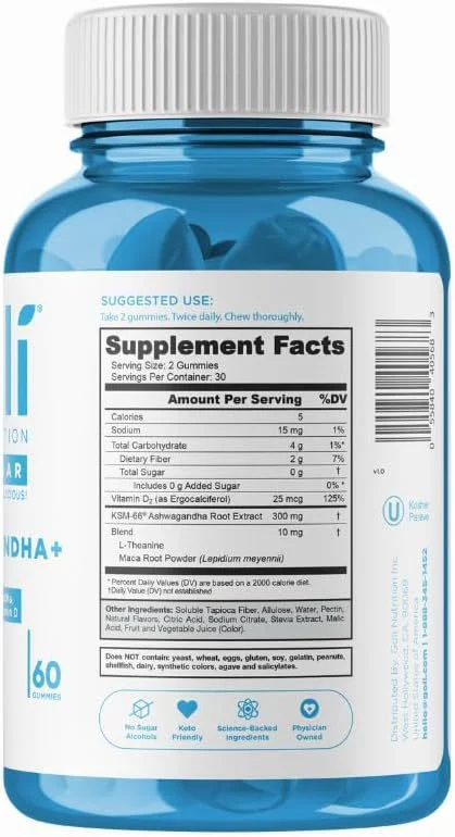 Ashwagandha Gummies with Vitamin D KSM-66 for Stress Relief and Relaxation 60 Count 34 goli ashwagandha vitamin d ksm66 gummies goo s7c3cfh6 desc 29