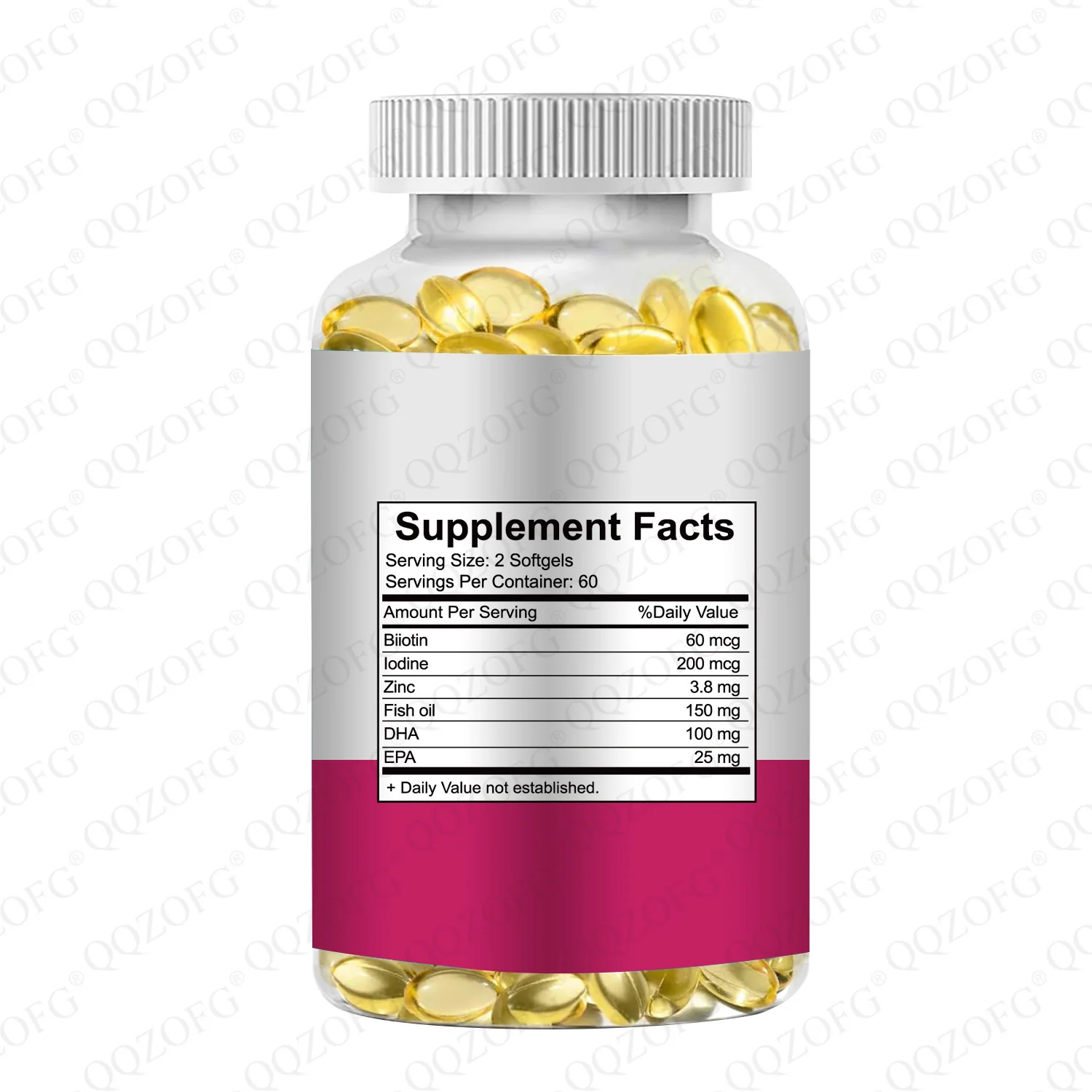 Hair Skin and Nails dietary supplement 120 softgels containing Biotin, Collagen, and Fish Oil for beauty support