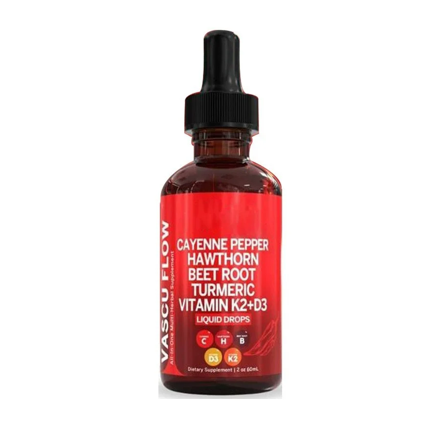 Hawthorn Fruit Supplement Drops with Cayenne Pepper and Beet Root - Vascu Flow All-in-One Liquid Herbal Formula - 2oz (60ml)