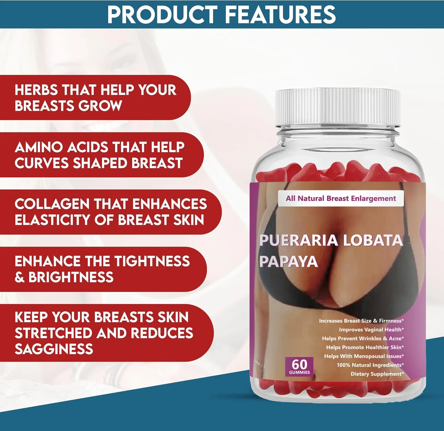 Yami Natural Kudzu Papaya Gummies for Breast Enlargement and Menopause Relief 6 kudzu papaya gummies goo vt9u98hq desc 2