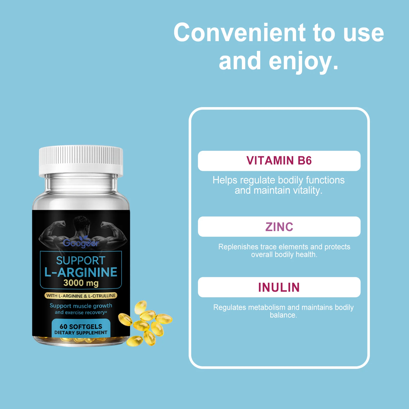 L-Arginine Capsules for Men Muscle Growth and Recovery Support 60 Softgels 8 l arginine capsules men 60 softgels goo vbr4k7km desc 2