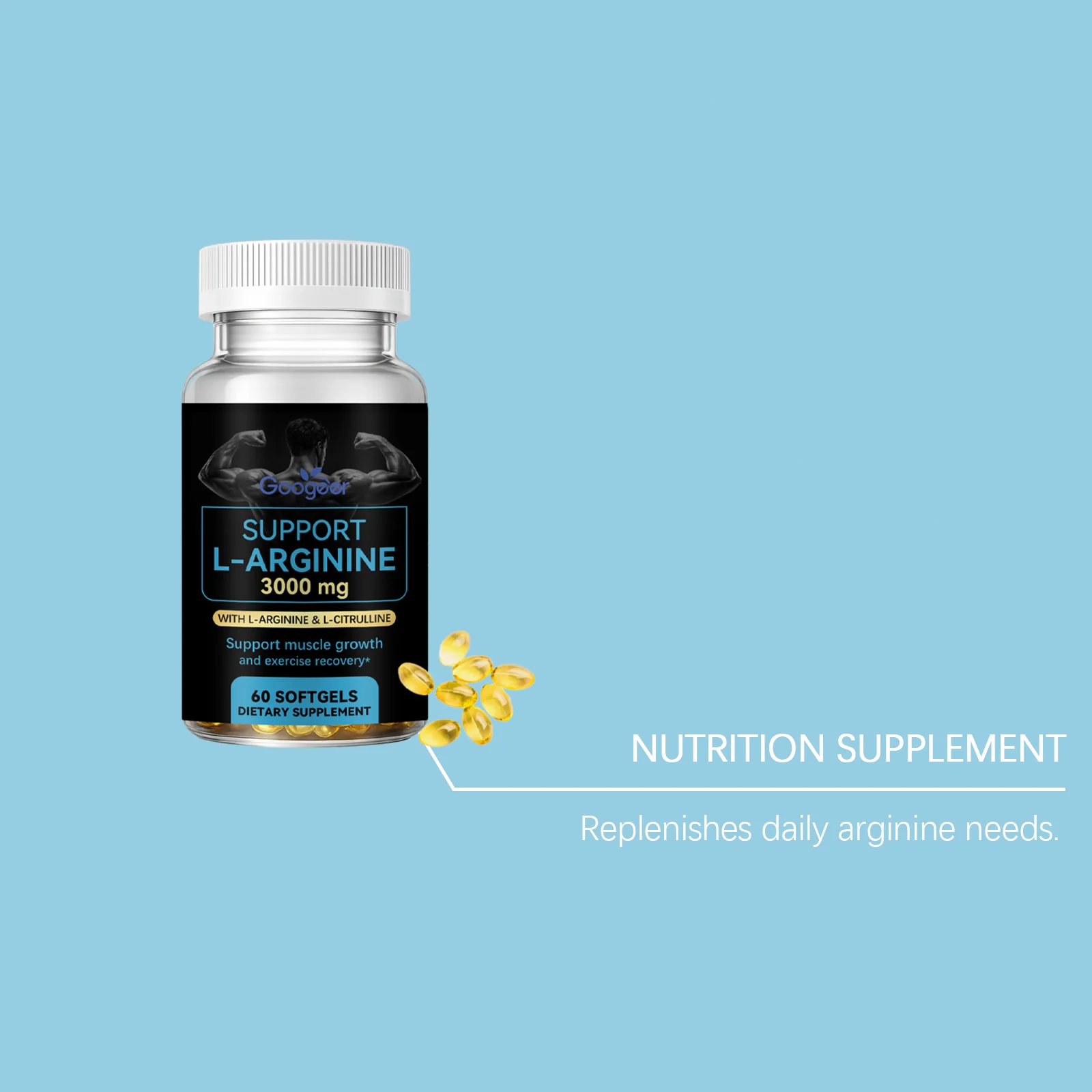 L-Arginine Capsules for Men Muscle Growth and Recovery Support 60 Softgels 12 l arginine capsules men 60 softgels goo vbr4k7km desc 6