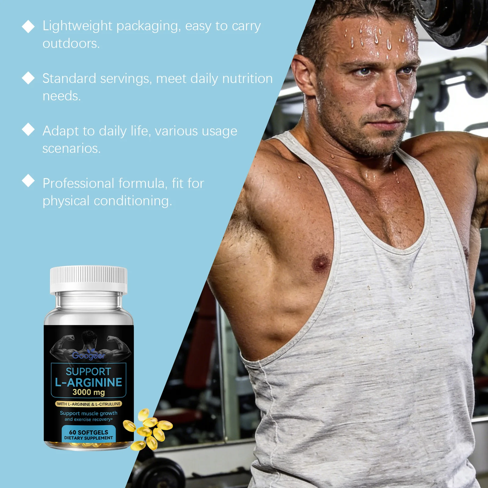 L-Arginine Capsules for Men Muscle Growth and Recovery Support 60 Softgels 14 l arginine capsules men 60 softgels goo vbr4k7km desc 8