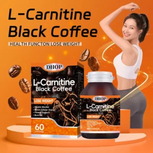L-Carnitine Black Coffee Capsules for Weight Loss and Fat Burn - DHOP 60 Count Fitness Support Supplement
