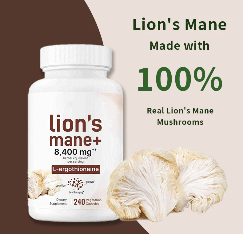 Lion's Mane Mushroom Capsules 8400mg Cognitive Support Supplement 6 lions mane mushroom capsules goo zrawkm9k desc 2