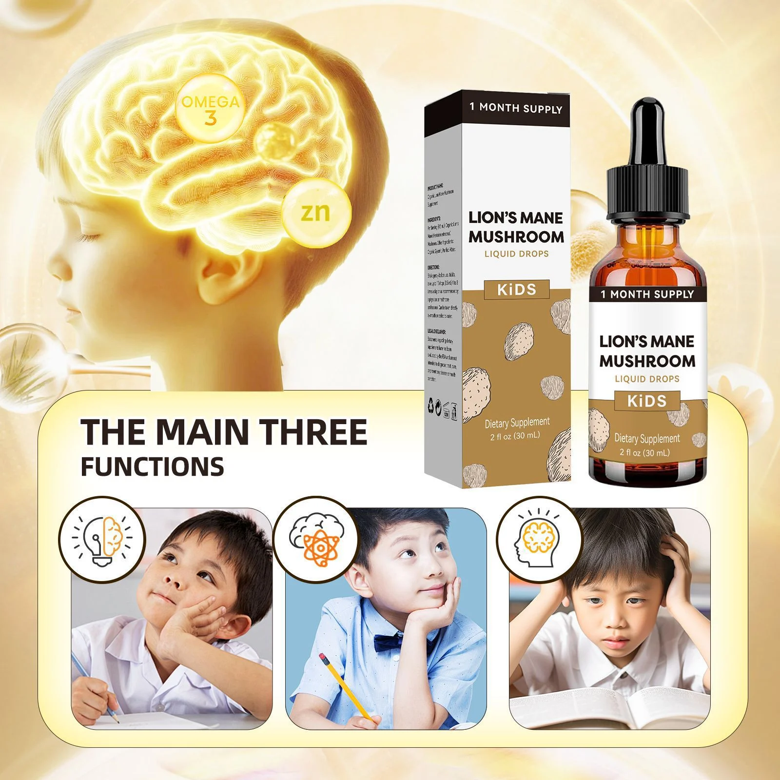 Lion's Mane Mushroom Liquid Drops Herbal Dietary Supplement 10 lions mane mushroom liquid drops herbal dietary supplement goo dm8y5bwv desc 5