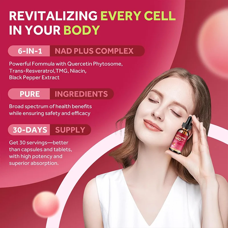 Liposomal NAD+ Supplement 1200mg for Anti-Aging & Cellular Energy - 6-in-1 Liquid Formula with Resveratrol, Quercetin, and TMG - 60ml Strawberry Flavor 2 Liposomal Nad Plus Liquid Supplement 1200mg Goo 8k3jd4yk 2