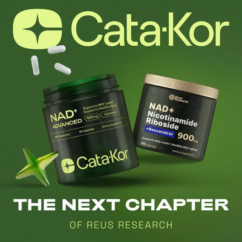 Cata-Kor NAD+ Liposomal Nicotinamide Riboside Supplement with Resveratrol bottle containing 60 capsules for cellular energy and healthy aging support