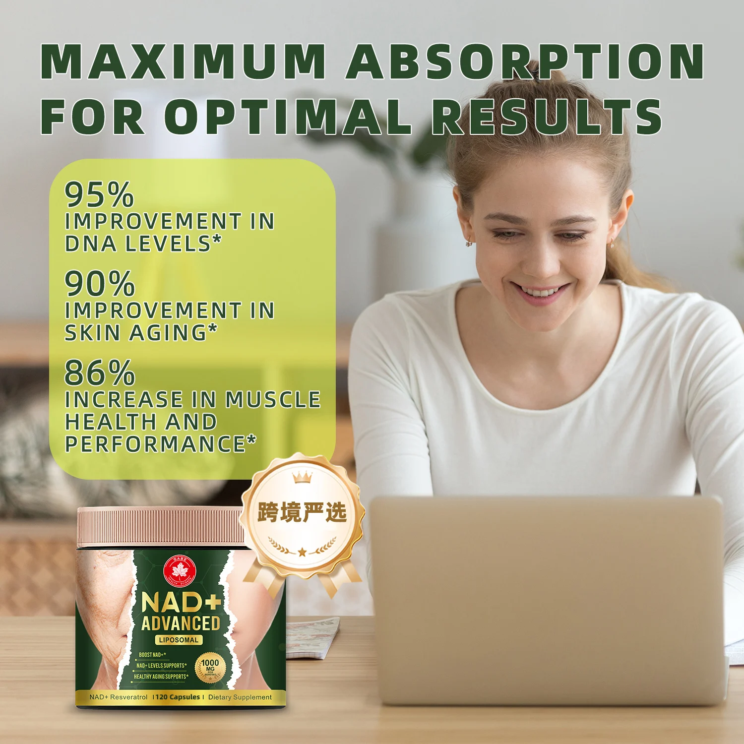 NAD+ Resveratrol Capsules Liposomal Supplement for Anti-Aging and Cellular Health - 1000mg (120 Count) 19 liposomal nad resveratrol capsules supplement goo ez6hruxe desc 14