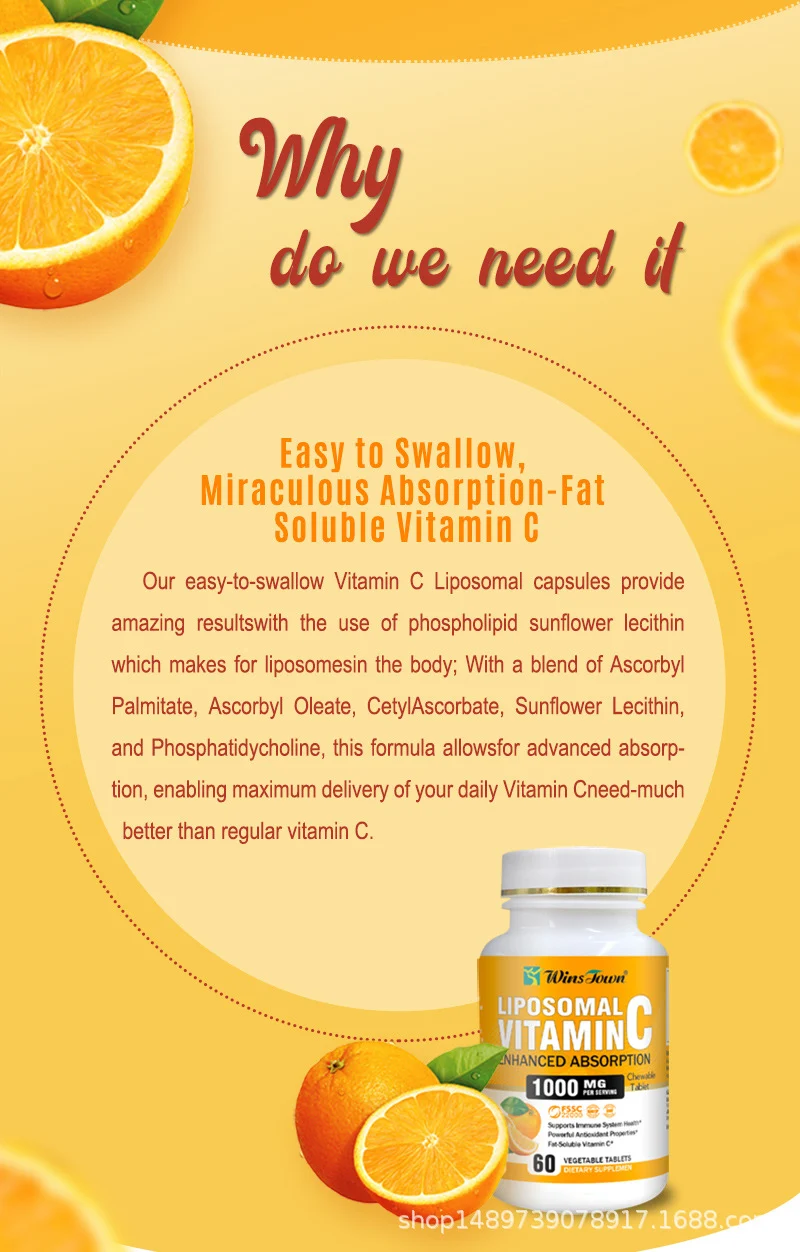 Liposomal Vitamin C Chewable Tablets 1000mg for Immune Support & Antioxidant Defense, High Absorption Fat-Soluble Formula, 60 Tablets 8 liposomal vitamin c chewable tablets 1000mg goo qjsfcjrn desc 2