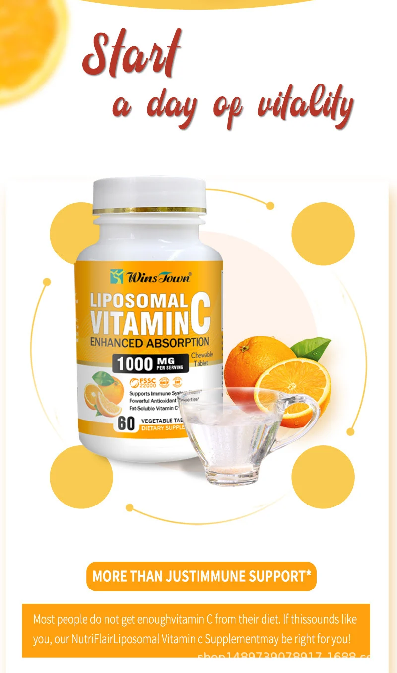 Liposomal Vitamin C Chewable Tablets 1000mg for Immune Support & Antioxidant Defense, High Absorption Fat-Soluble Formula, 60 Tablets 9 liposomal vitamin c chewable tablets 1000mg goo qjsfcjrn desc 3