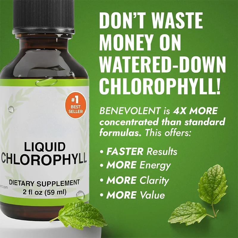 Chlorophyll Liquid Drops for Detox and Energy - 50mg Mulberry Leaf Extract - Natural Internal Deodorant & Gut Health Support 10 liquid chlorophyll detox drops energy supplement goo jrrgsx3g desc 4