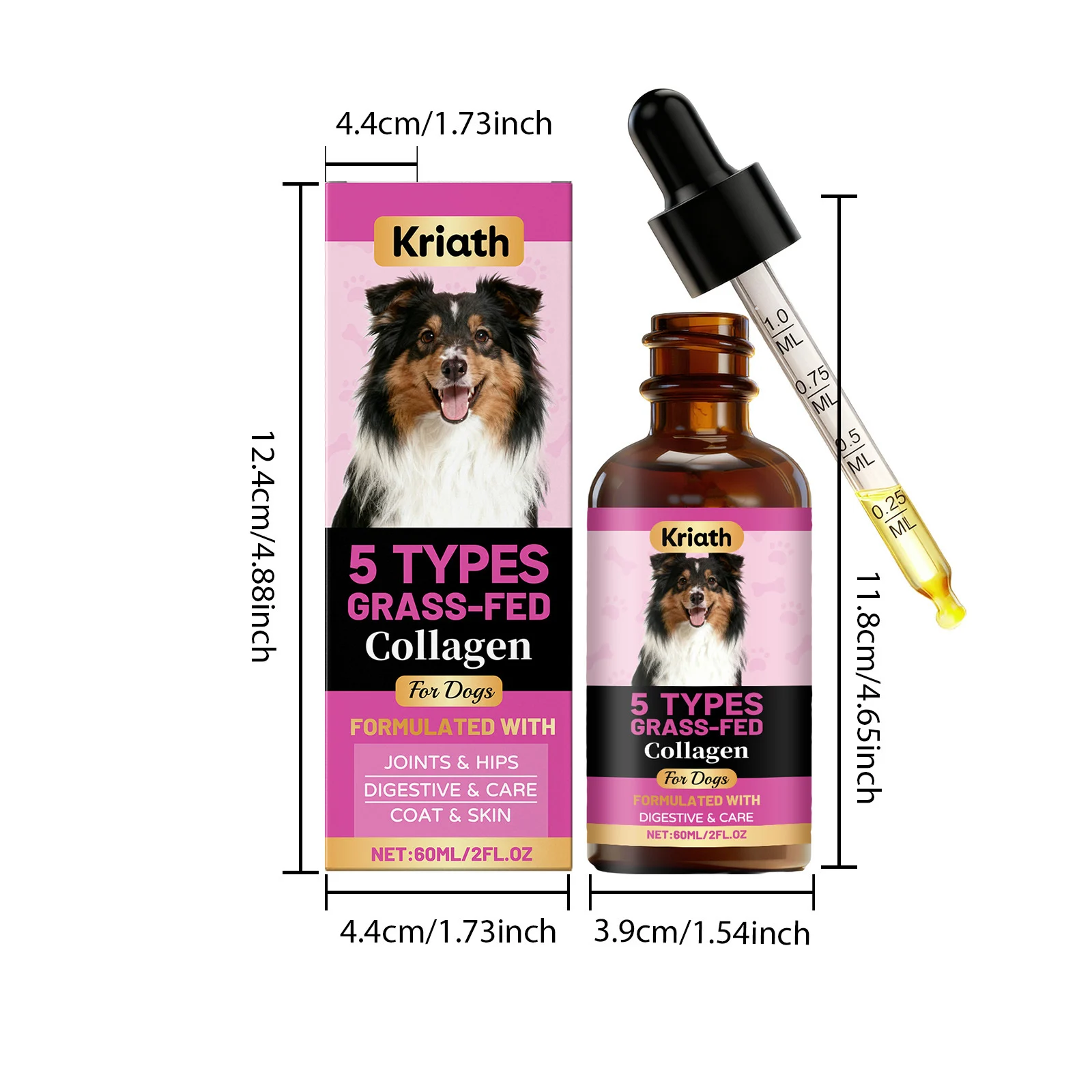 Kriath Grass-Fed Liquid Collagen Drops for Dogs - Joint, Skin & Coat Support 6 liquid collagen drops dogs goo 3unpzx3t desc 1