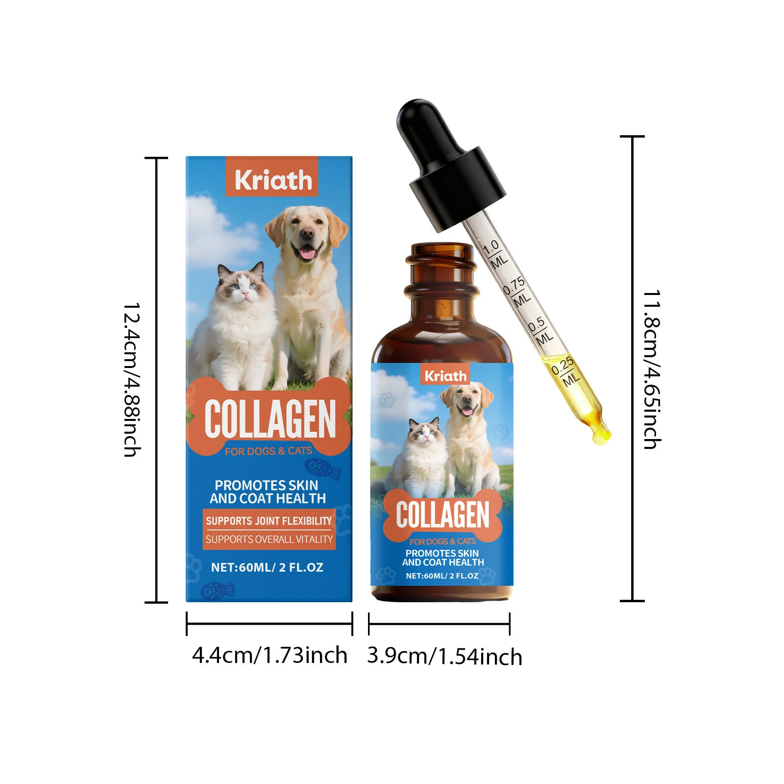 Kriath Liquid Collagen Drops for Dogs & Cats, Supports Digestion, Coat & Joint Health 6 liquid collagen drops pets goo n6nmqeun desc 1