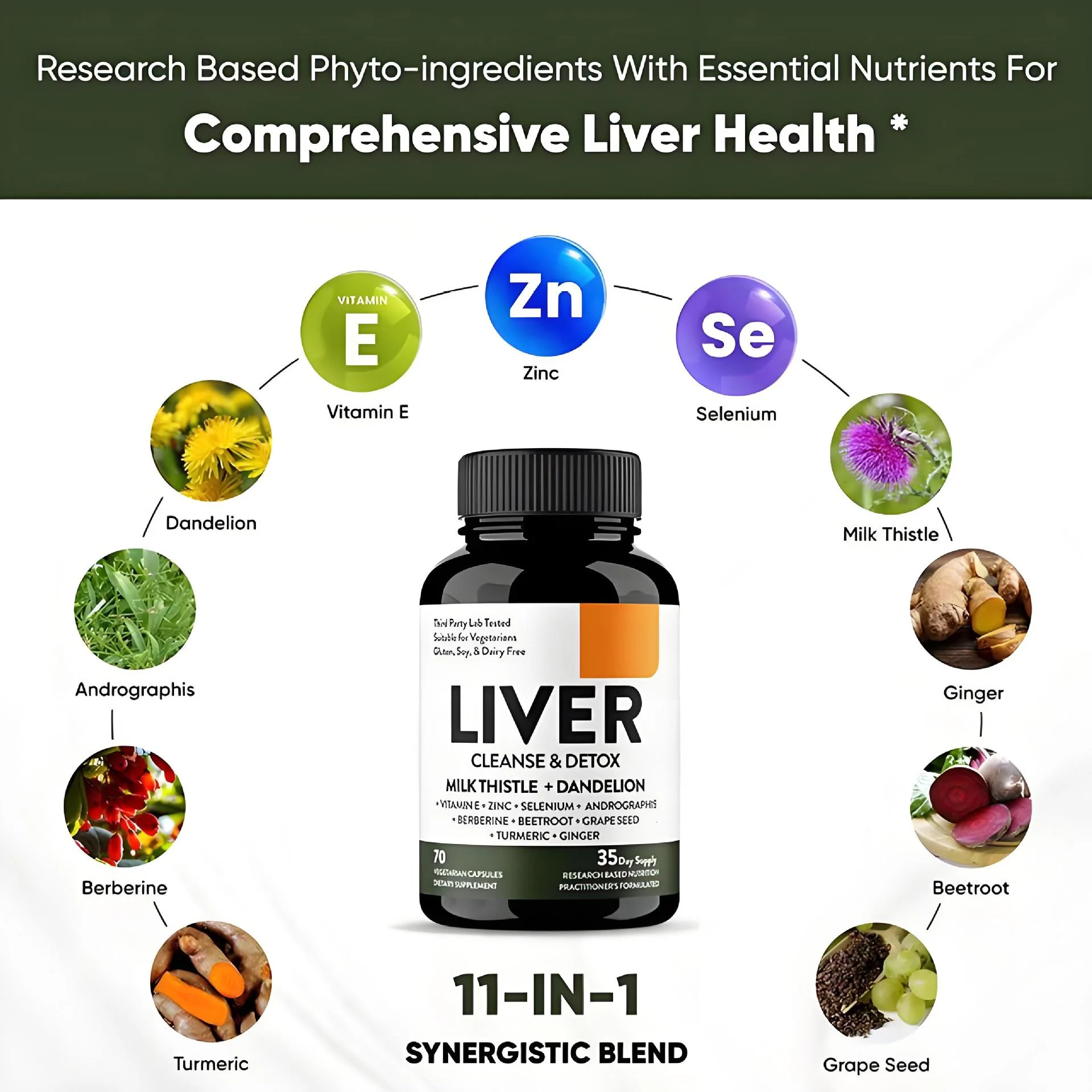 Liver Cleansing & Detox Capsules for Liver Support and Repair - Milk Thistle, Turmeric, and Dandelion Herbal Blend, 70 Vegetarian Capsules 9 liver cleansing detox capsules milk thistle goo 45usef5e desc 3