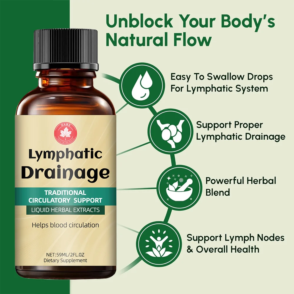 Custom Cross-Border Elderberry Lymphatic Drainage Liquid Supplement 59ml for detox and immune support
