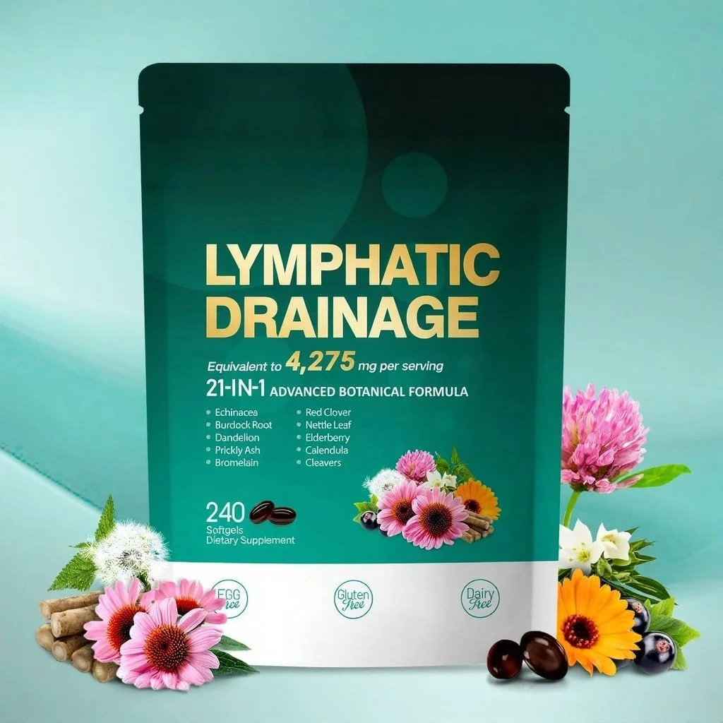 21-in-1 Lymphatic Drainage Supplement - 4275mg Botanical Formula - 240 Softgels