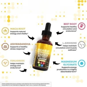 Premium Maca Root Ashwagandha Beetroot Liquid Drops for Energy, Vitality, and Circulation Support